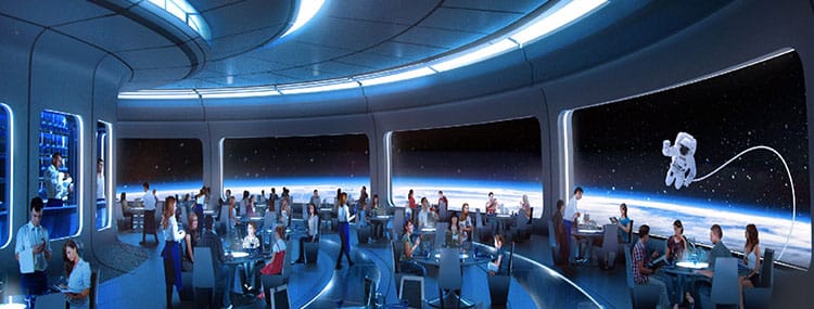 Space 220 Restaurant in Walt Disney World met uitzicht op onze planeet in Epcot